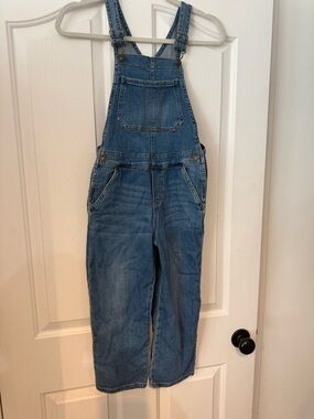 OshKosh B'gosh Blue Denimy Overalls with White Logo Patch.